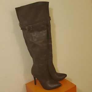 Wild Diva Brown OTK Boots - size 7 - 3" Heel